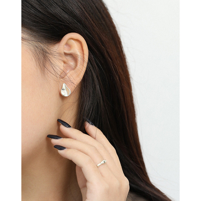 Casual Irregular Waterdrop 925 Sterling Silver Stud Earrings