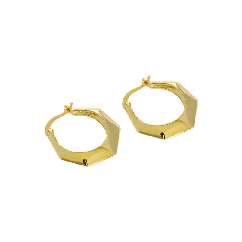 Casual Geometry Hollow Hexagon 925 Sterling Silver Hoop Earrings