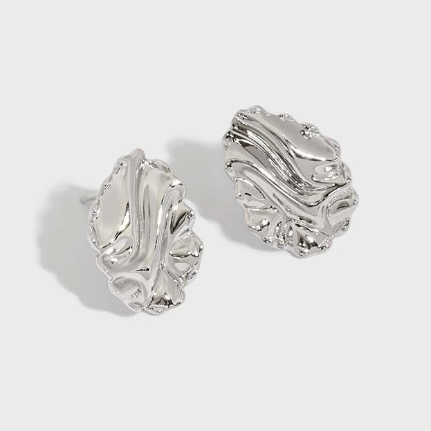 Simple Corrugation Irregular 925 Sterling Silver Stud Earrings