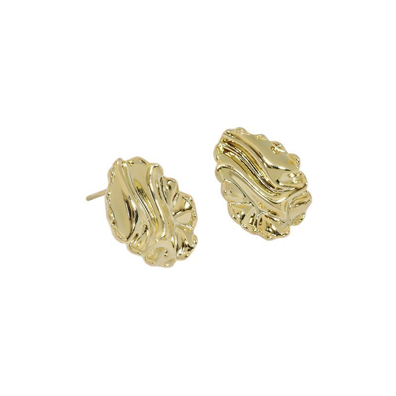 Simple Corrugation Irregular 925 Sterling Silver Stud Earrings