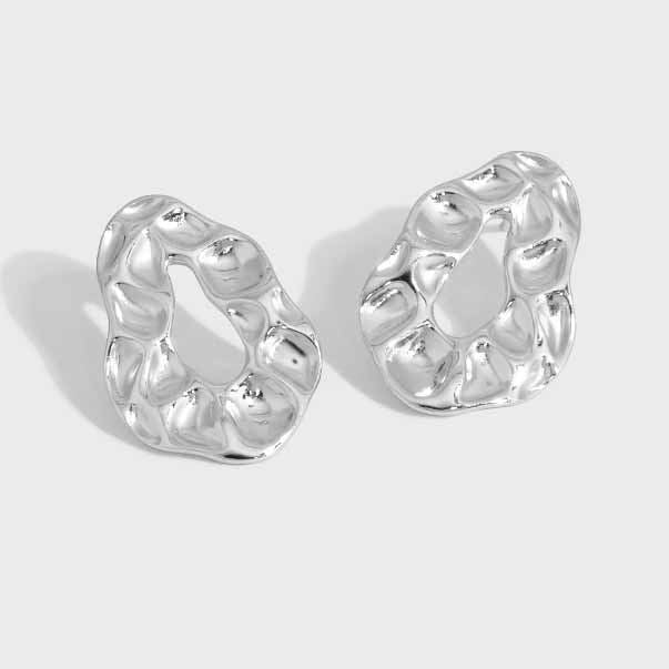 Minimalism Irregular Circle 925 Sterling Silver Stud Earrings