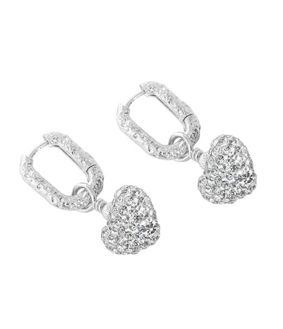 Elegant CZ Heart Geometry 925 Sterling Silver Dangling Earrings