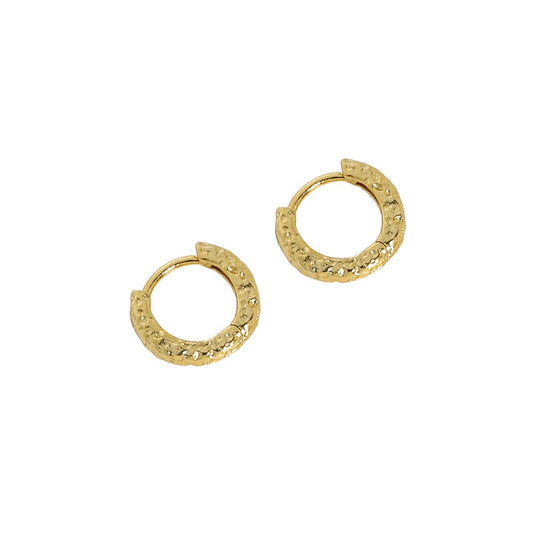 Mini Irregular Geometry Circle 925 Sterling Silver Huggie Hoop Earrings