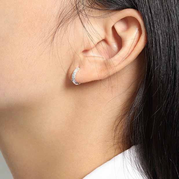 Mini Irregular Geometry Circle 925 Sterling Silver Huggie Hoop Earrings