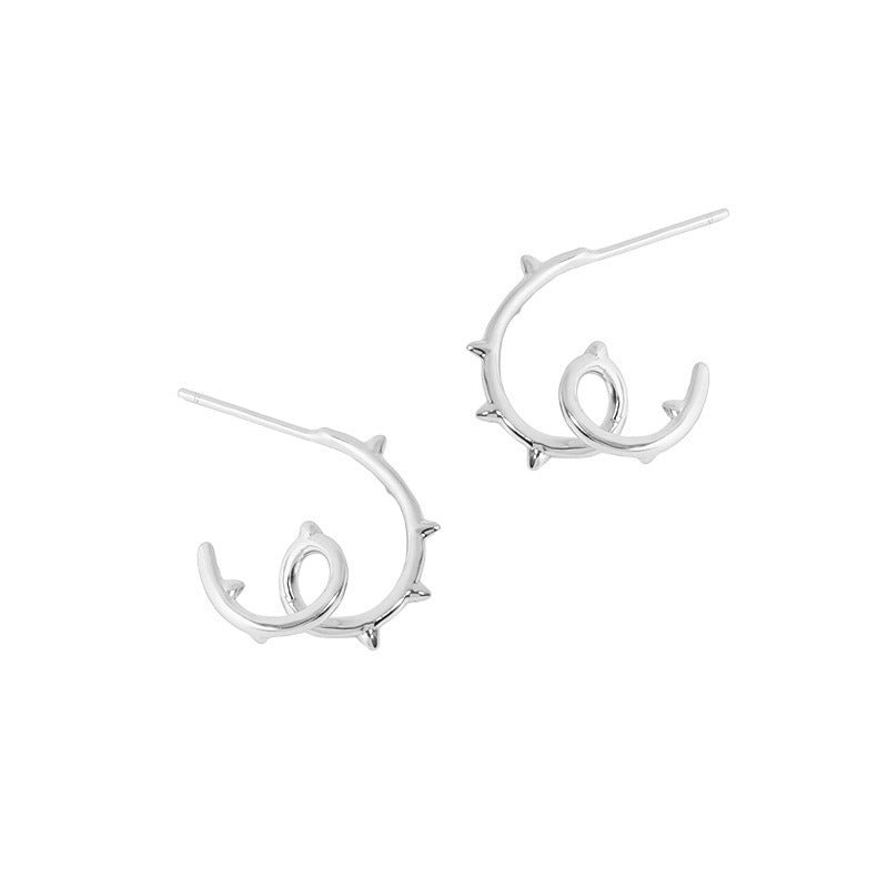 Simple Rivet Twisted Tree Branch 925 Sterling Silver Stud Earrings