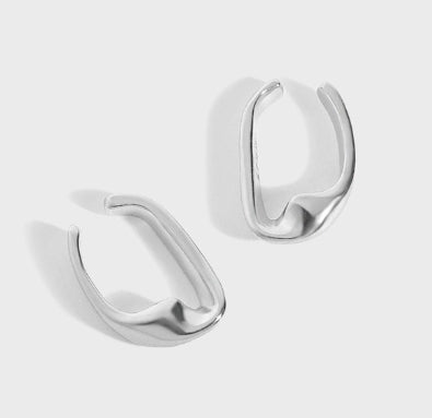 Geometry Irregular Hollow Twisted Circle 925 Sterling Silver Hoop Earrings