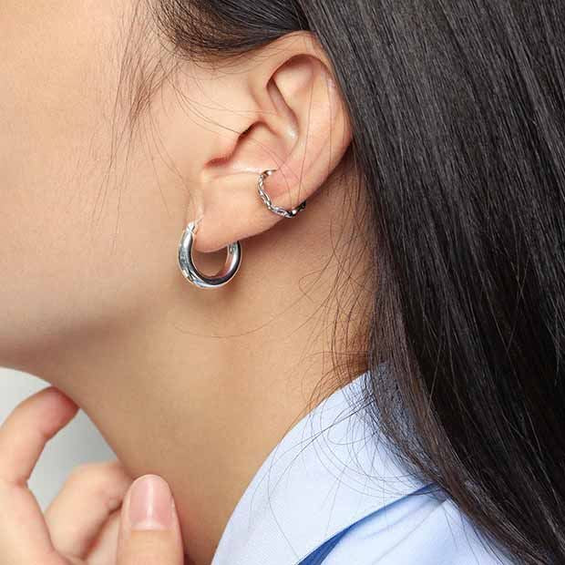 Minimalism Geometry Mini Circles 925 Sterling Silver Huggie Hoop Earrings