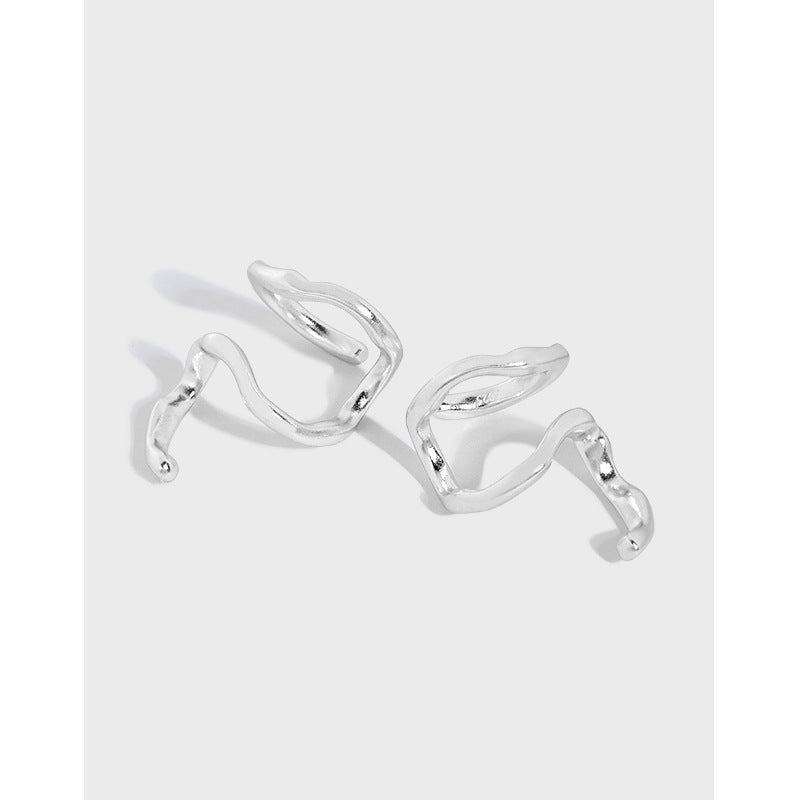 Fashion Irregular Snake Shape 925 Sterling Silver Non-Pierced Earrings