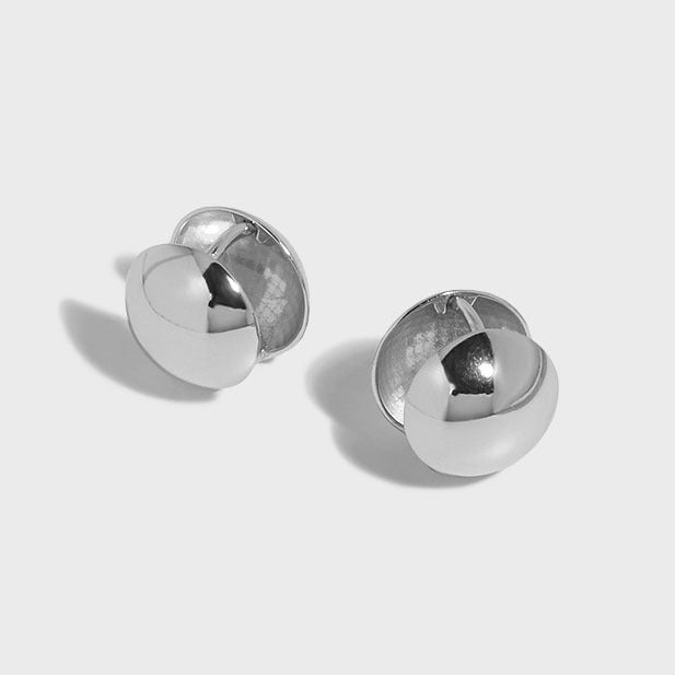 Fashion Geometry Round Ball 925 Sterling Silver Hoop Earrings