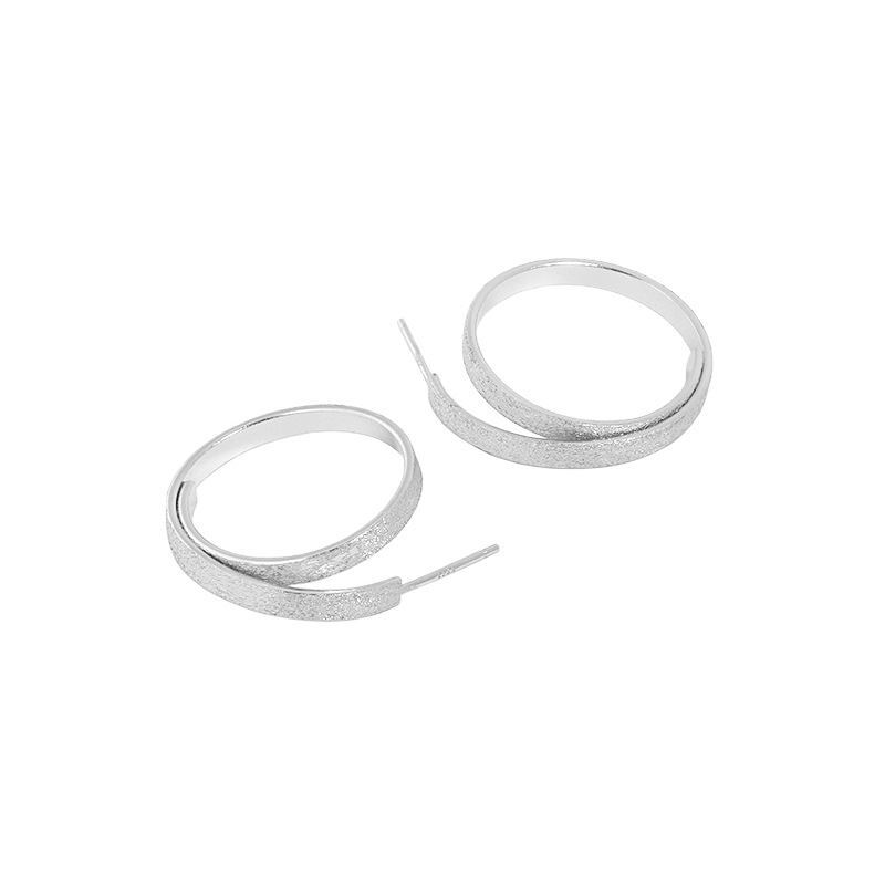 Simple Round Geometry Circle 925 Sterling Silver Dangling Earrings