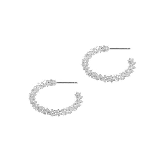 Office Shining Babysbreath 925 Sterling Silver Hoop Earrings