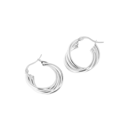 Fashion Multi Layers Cross 925 Sterling Silver Hoop Earrings