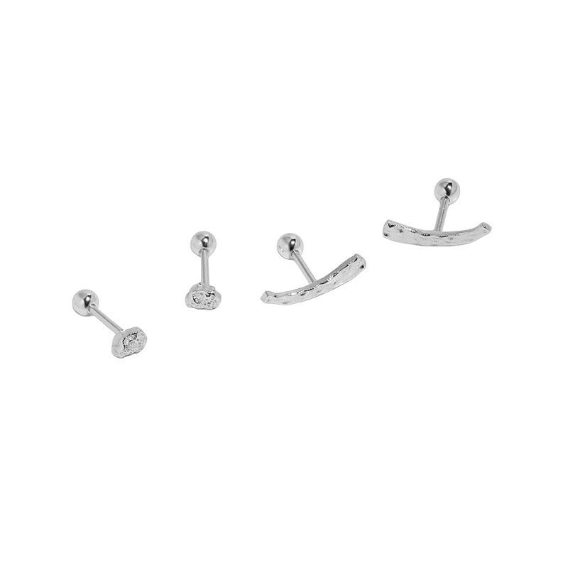 Mini Irregular Beads Arc 925 Sterling Silver Stud Earrings