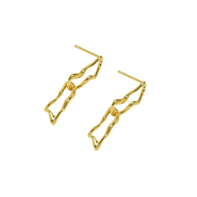 Modern Irregular Hollow Chain 925 Sterling Silver Dangling Earrings