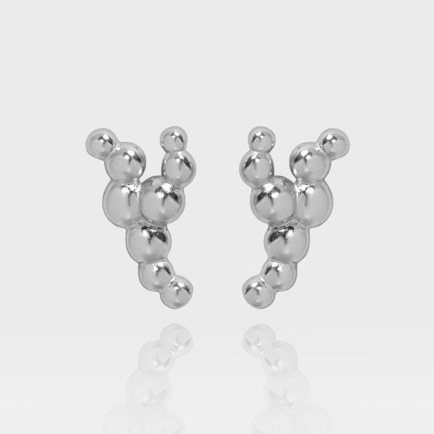 Fashion Irregular Bubbles Y Shape 925 Sterling Silver Stud Earrings