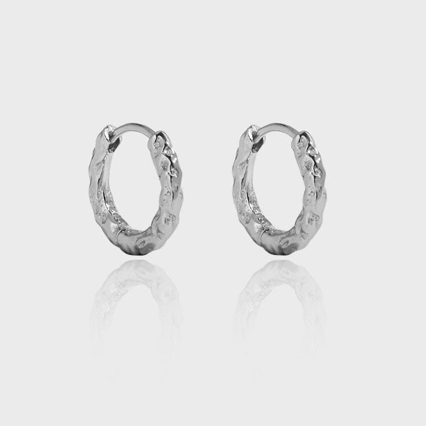 Simple Mini Irregular Circle Geometry 925 Sterling Silver Huggie Hoop Earrings