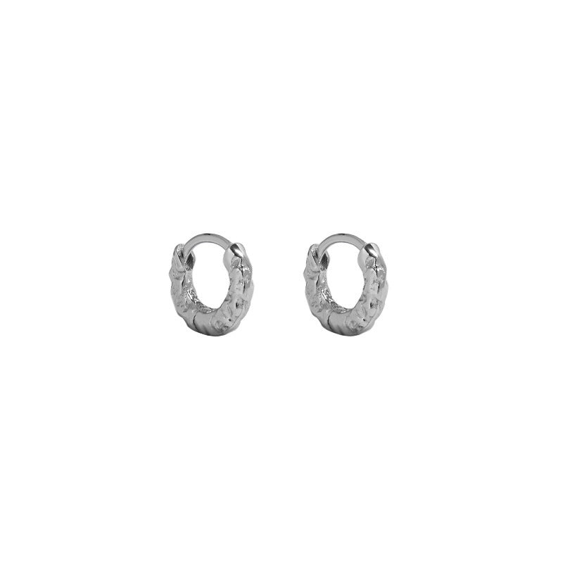 Simple Mini Irregular Circle Geometry 925 Sterling Silver Huggie Hoop Earrings