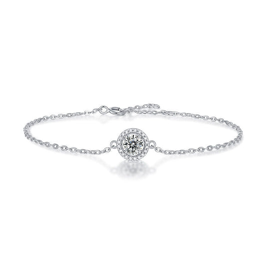 Graduation Simple Round Moissanite CZ 925 Sterling Silver Bracelet