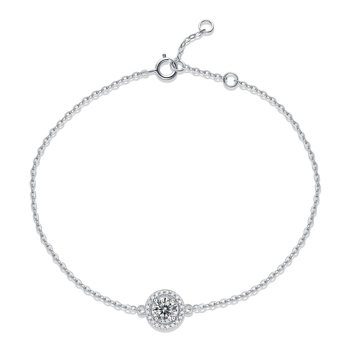 Graduation Simple Round Moissanite CZ 925 Sterling Silver Bracelet