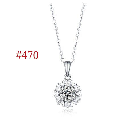 Elegant Six Claw V Shape Moissanite CZ 925 Sterling Silver Necklace