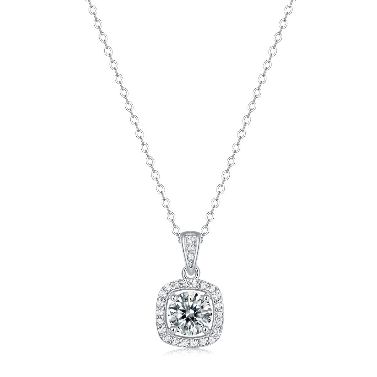 Holiday Moissanite CZ Waterdrop Round Flower 925 Sterling Silver Necklace