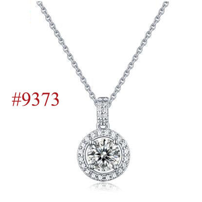 Holiday Moissanite CZ Waterdrop Round Flower 925 Sterling Silver Necklace