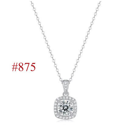 Holiday Moissanite CZ Waterdrop Round Flower 925 Sterling Silver Necklace