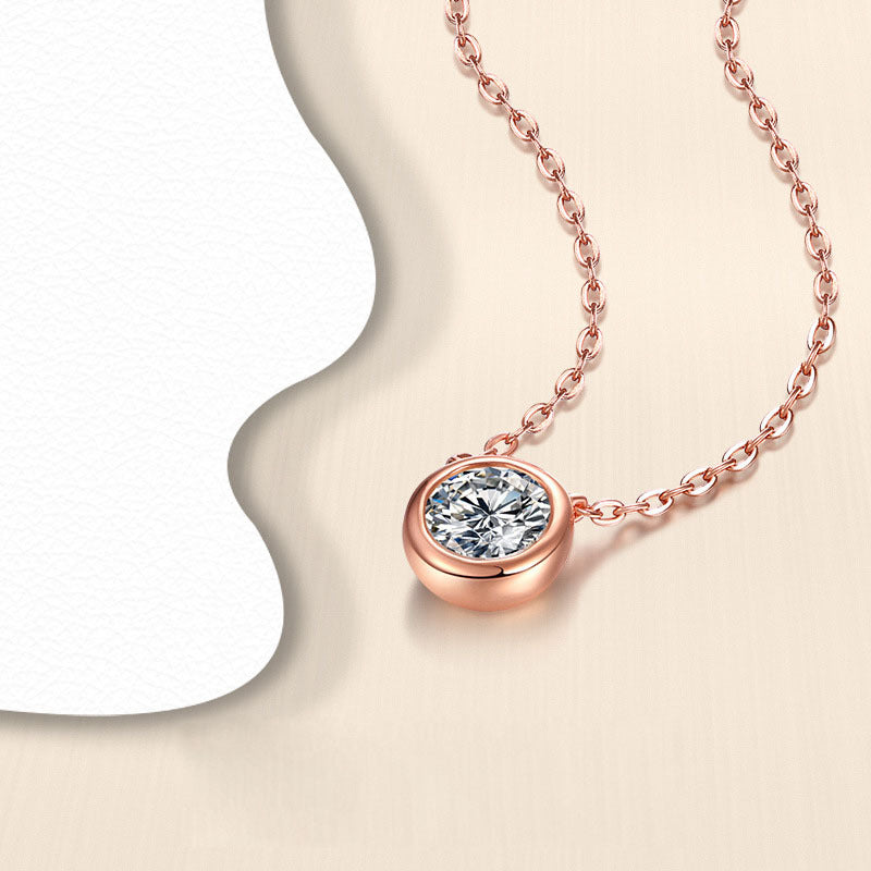 Simple Round Moissanite CZ Bubble 925 Sterling Silver Necklace