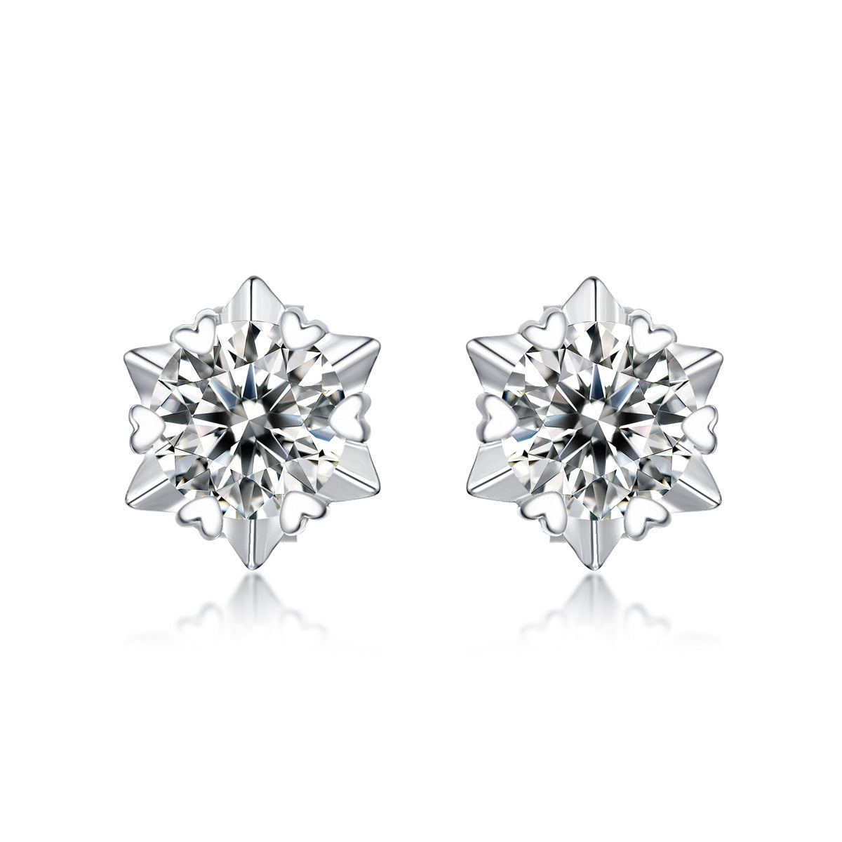 Girl  Moissanite CZ Snowflake 925 Sterling Silver Stud Earrings