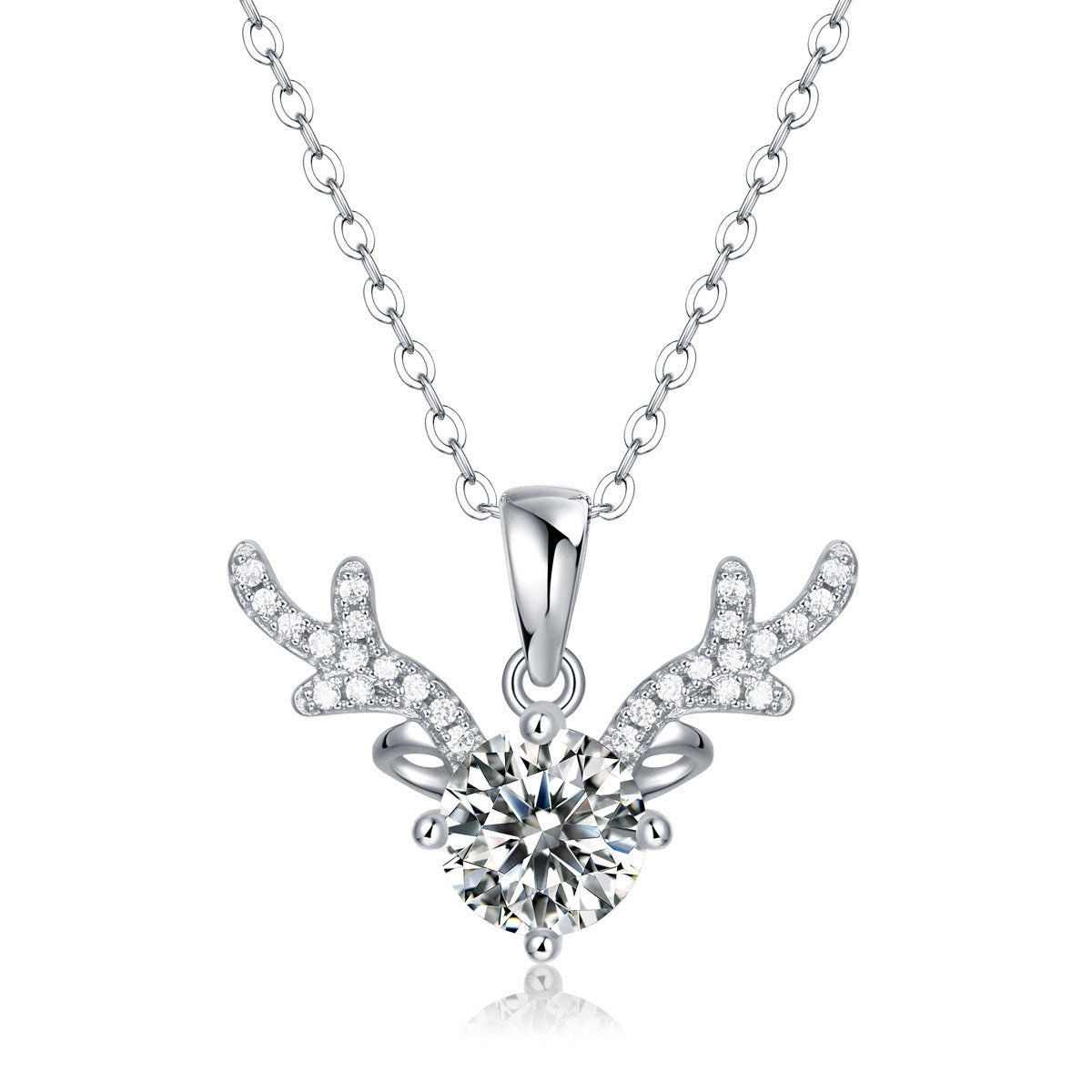 Bridesmaid Moissanite CZ Angle Deer 925 Sterling Silver Necklace