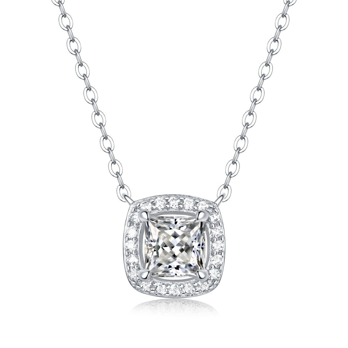 Bridesmaid Square Moissanite CZ Geometry 925 Sterling Silver Necklace