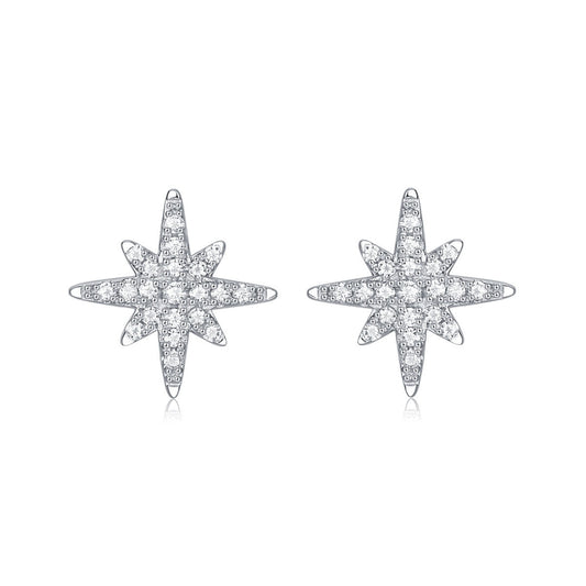 Girl  Shining Moissanite CZ Meteor Star 925 Sterling Silver Stud Earrings