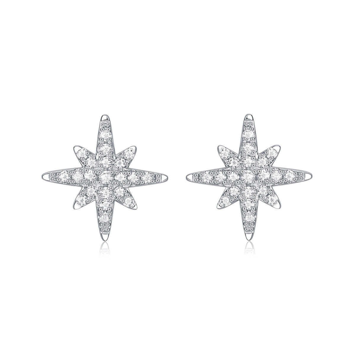 Girl  Shining Moissanite CZ Meteor Star 925 Sterling Silver Stud Earrings