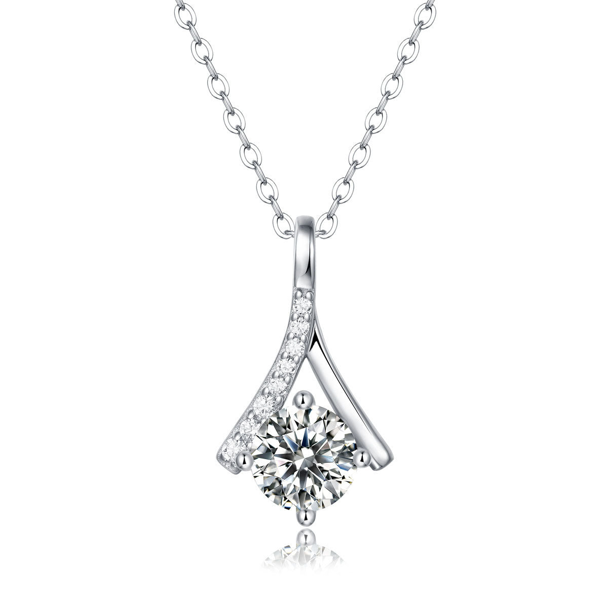 Party Moissanite CZ V Letter 925 Sterling Silver Necklace