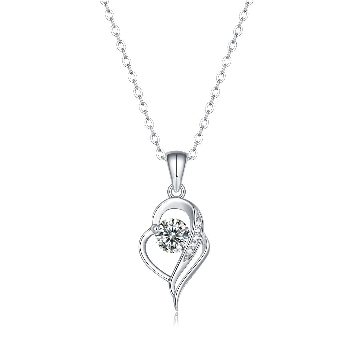 Gift Moissanite CZ Irregular Heart 925 Sterling Silver Necklace