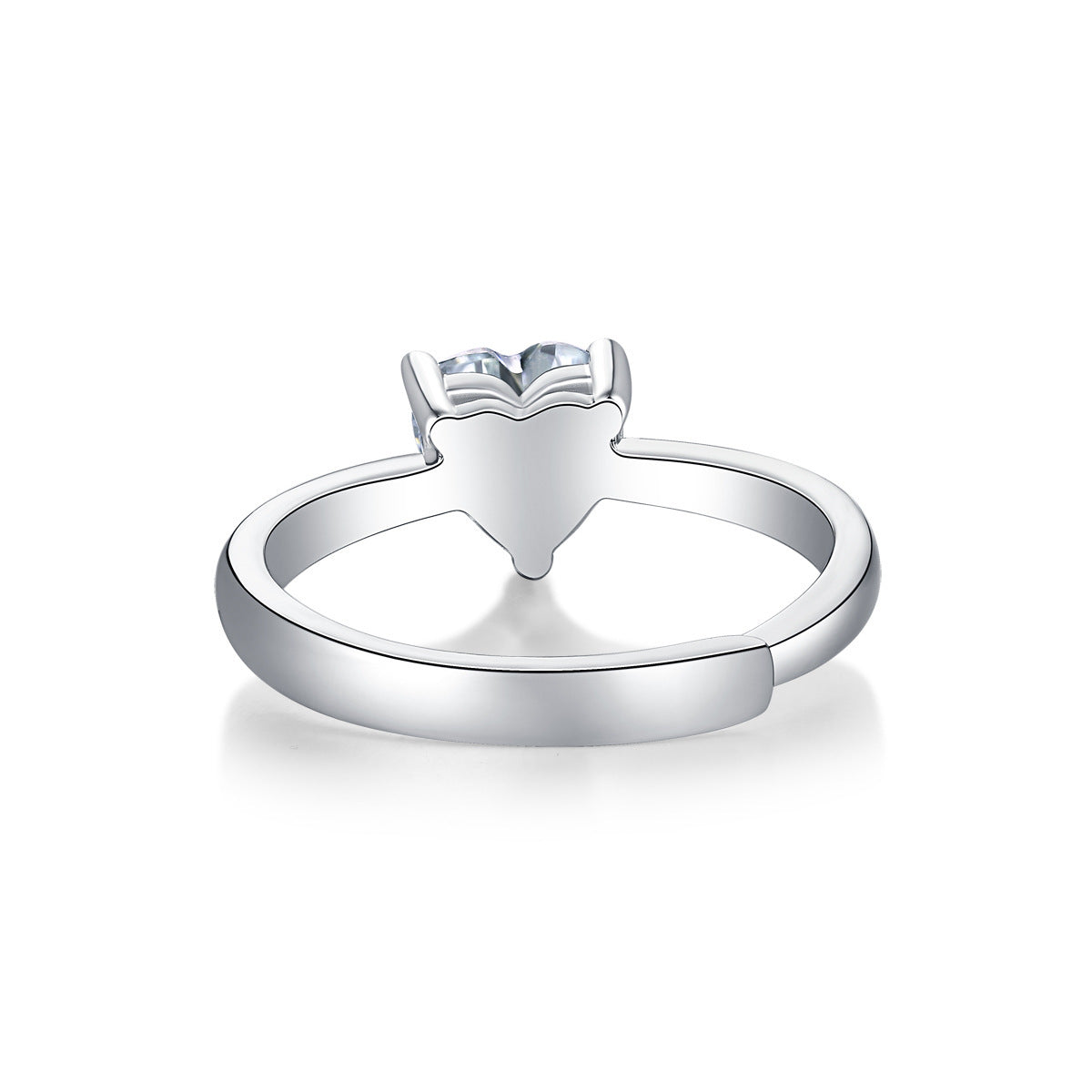 Promise Moissanite CZ Heart 925 Sterling Silver Adjustable Ring