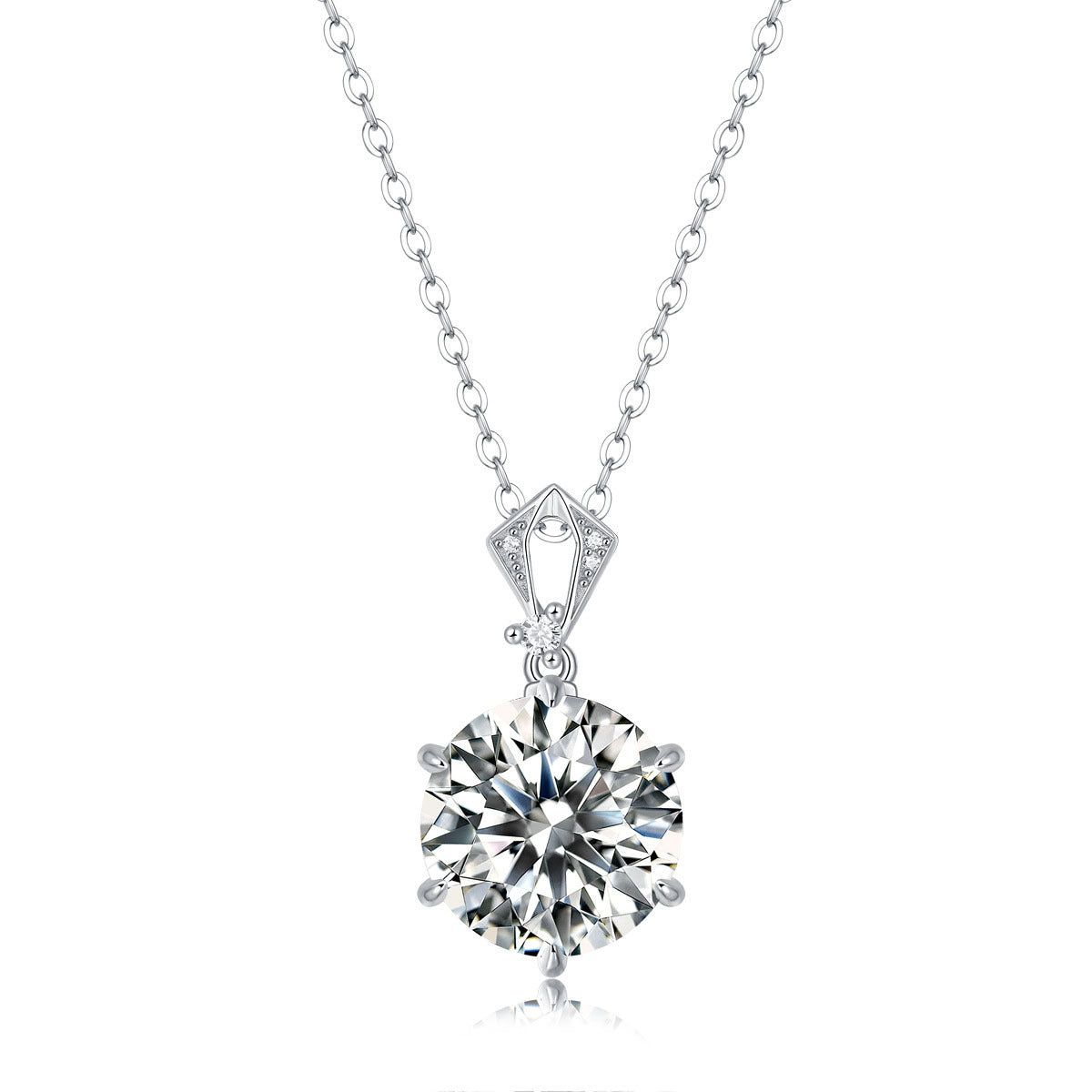 Elegant 10ct Round Moissanite CZ Heart Border 925 Sterling Silver Necklace