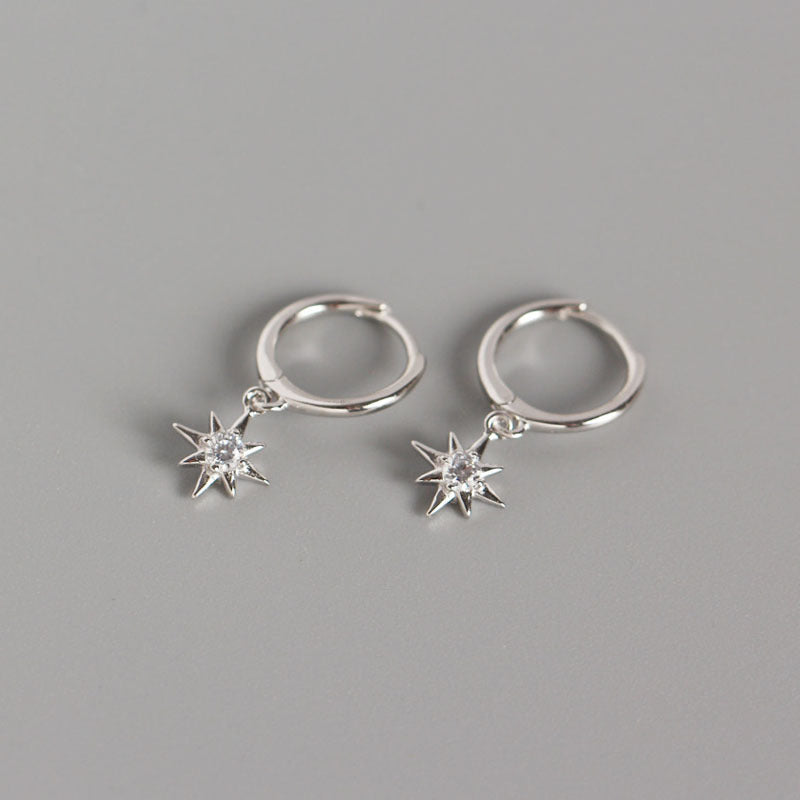 Sweet CZ Stars 925 Sterling Silver Leverback Earrings