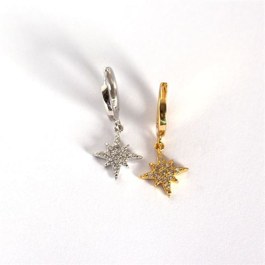 Shining CZ Stars 925 Sterling Silver Leverback Earrings