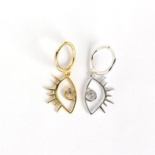 Fashion CZ Big Eye 925 Sterling Silver Leverback Earrings