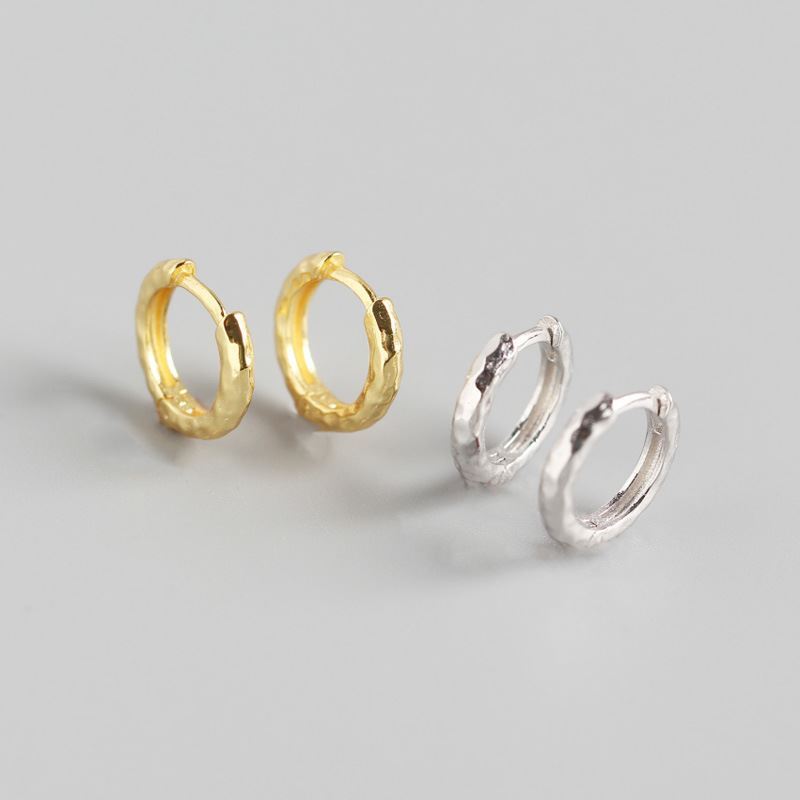 Minimalism Mini Irregular Circle 925 Sterling Silver Hoop Earrings