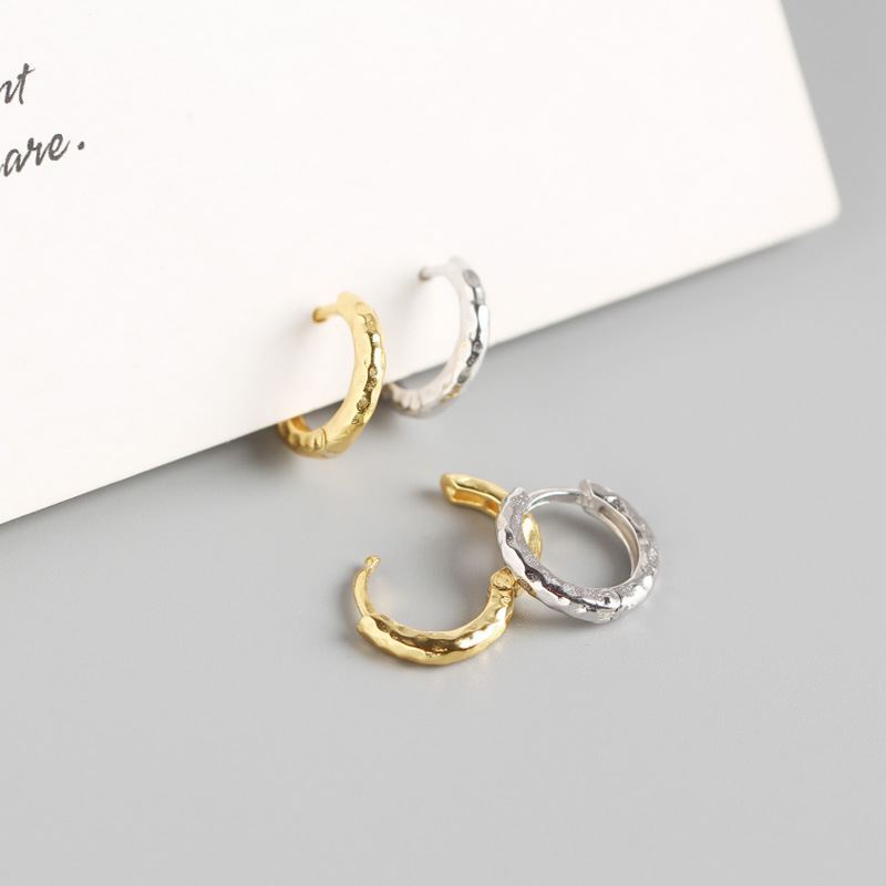 Minimalism Mini Irregular Circle 925 Sterling Silver Hoop Earrings