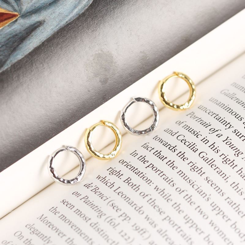 Minimalism Mini Irregular Circle 925 Sterling Silver Hoop Earrings