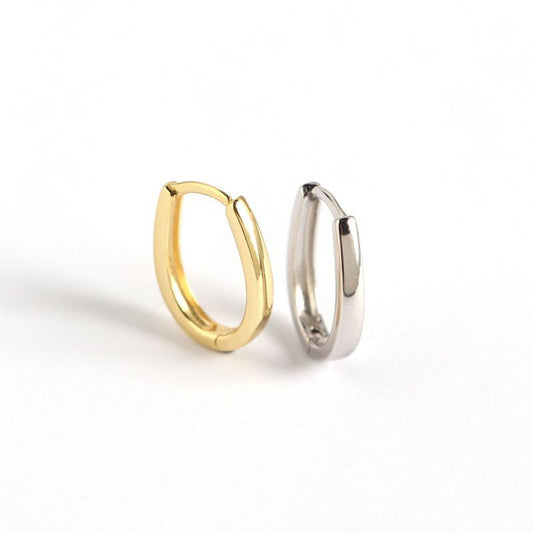 Minimalism U Shape Geometry 925 Sterling Silver Hoop Earrings