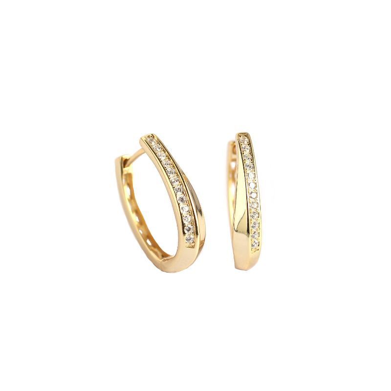 Office CZ U Shape 925 Sterling Silver Hoop Earrings