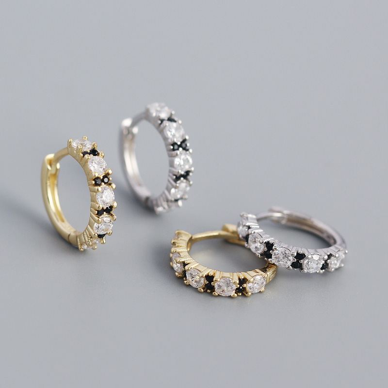 Simple CZ Mini 925 Sterling Silver Huggie Hoop Earrings