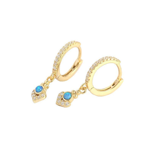 Elegant Geometry Bohemia Created Opal 925 Sterling Silver Hoop Earrings