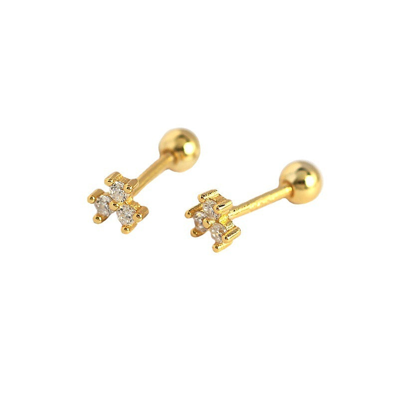 Cute Mini CZ Flower New 925 Sterling Silver Stud Earrings