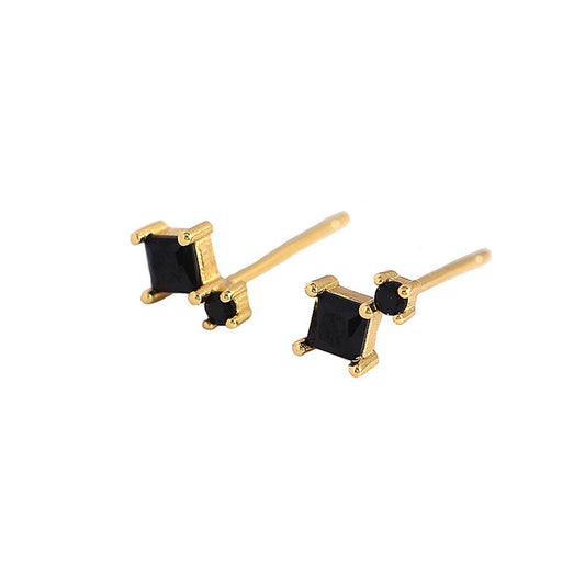 Simple Geometry Mini Square 925 Sterling Silver Stud Earrings