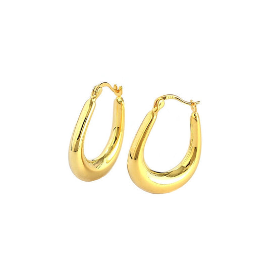 Office U Shape Simple 925 Sterling Silver Hoop Earrings